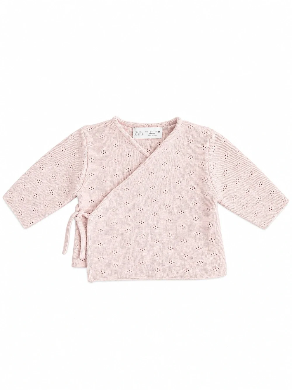 Zara Baby Newborn Pointelle Knit Wrap Sweater & Footed Pants Set 0-1M